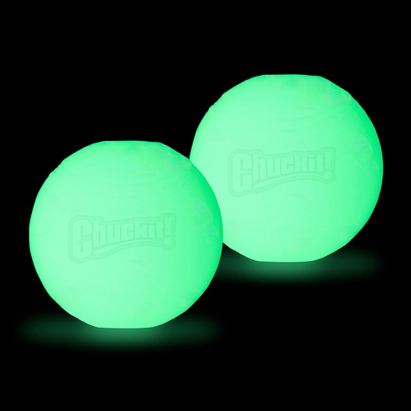 Chuckit! Glow in the Dark Bouncy Balls - Ball for Dogs, Chuckit Dog Toy, Max Glow Balls - Medium, 2.5 Inch Pack of 2 - Image 2